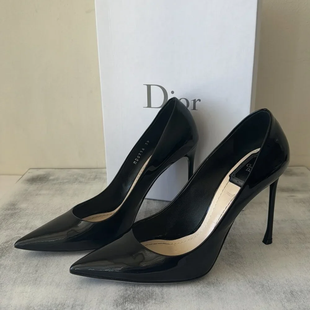 Dior Essence Patent Calfskin Black Pump size 39 heel 10 cm - Picture 12 of 12